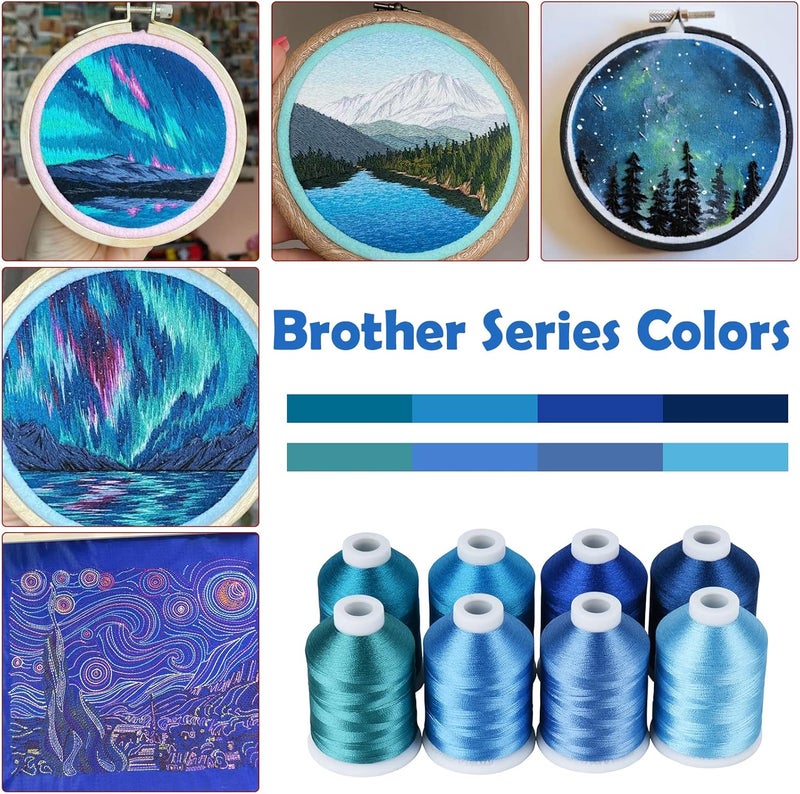 simthread Blue Embroidery Thread – 8 Shades Compatible with Brother Colors, 550 Yards Each, 40WT Polyester, for Brother, Babylock, Janome, Singer & Other Machines - Image 3
